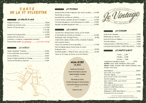 Saint Sylvestre restaurant 31 décembre