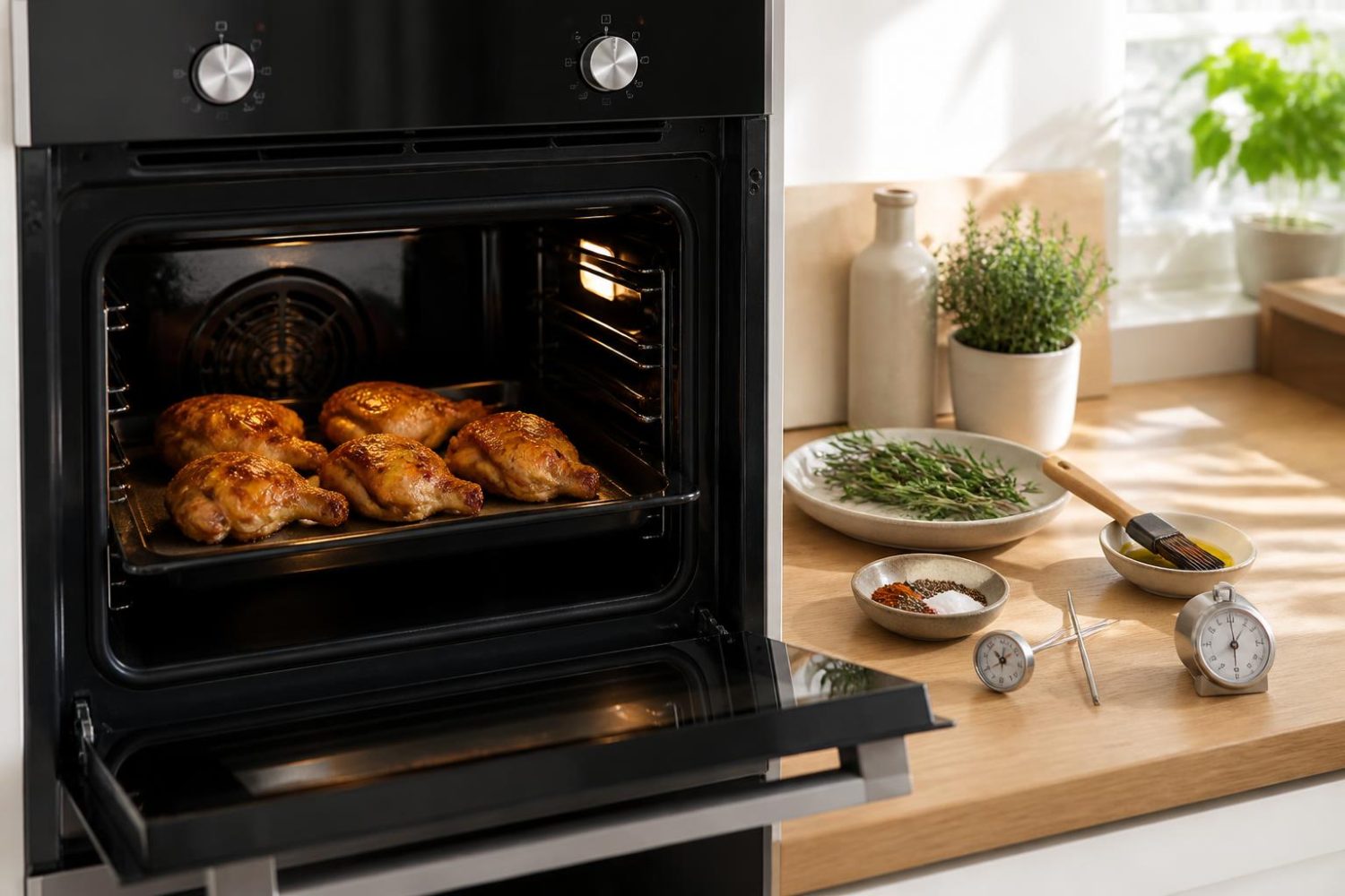 Cuire des cuisses de poulet au four : temps, températures et astuces