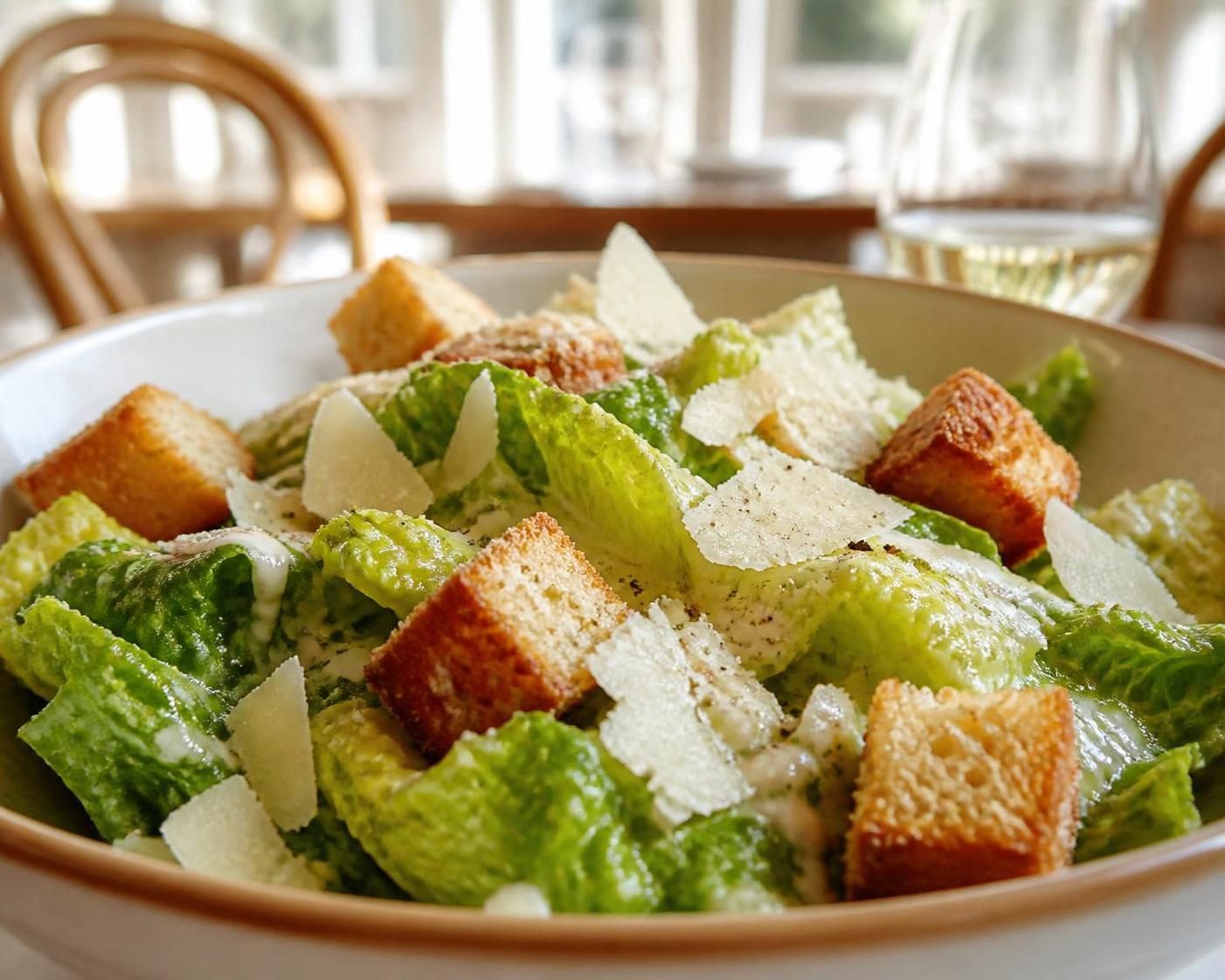 découvrez la recette authentique de la vraie salade césar avec sa sauce crémeuse au parmesan, pour un goût traditionnel et savoureux.